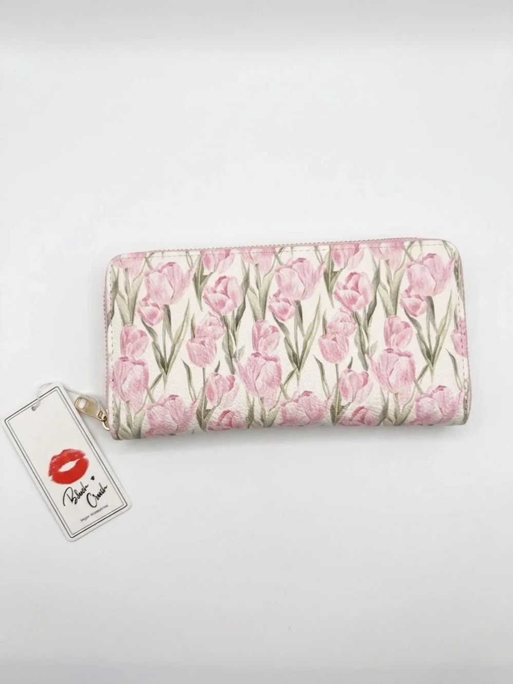 Floral Pink Tulip Zip-Around Wallet NWT